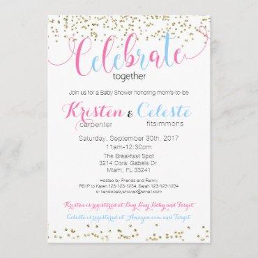 Baby Boy and Girl Combined Baby Shower Invitation