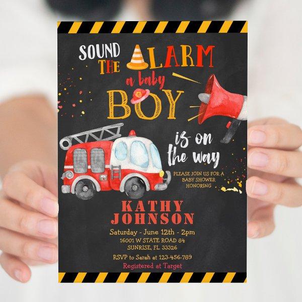Baby Boy Fire Truck Baby Shower Sound the alarm