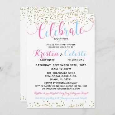 Baby Boy Girl Combined Joint Friends Baby Shower Invitation