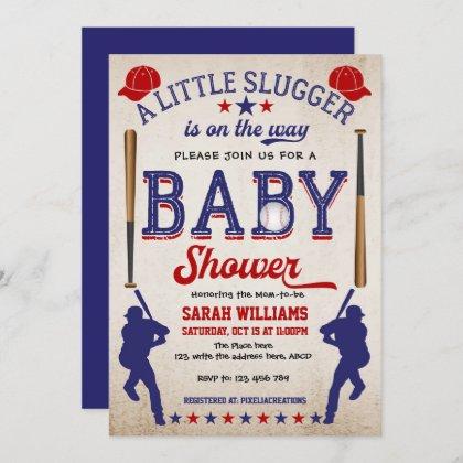 Baby Boy Shower Invitation, Vintage Baseball Invitation