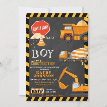 Baby Boy Under Construction Baby Shower Invitation