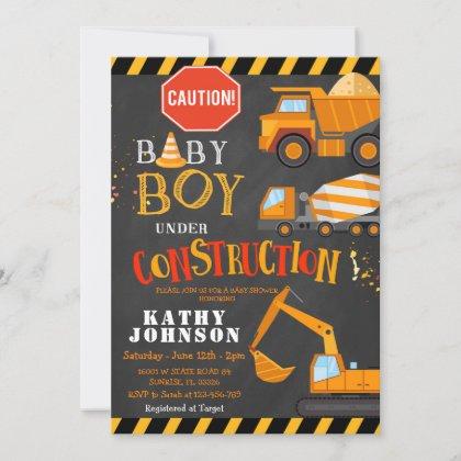 Baby Boy Under Construction Baby Shower Invitation