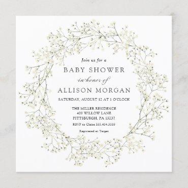 Baby Breath Flowers Baby Shower Invitation