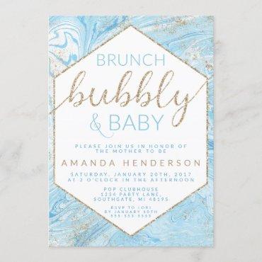 Baby Brunch Blue Marble Baby Shower Invitation