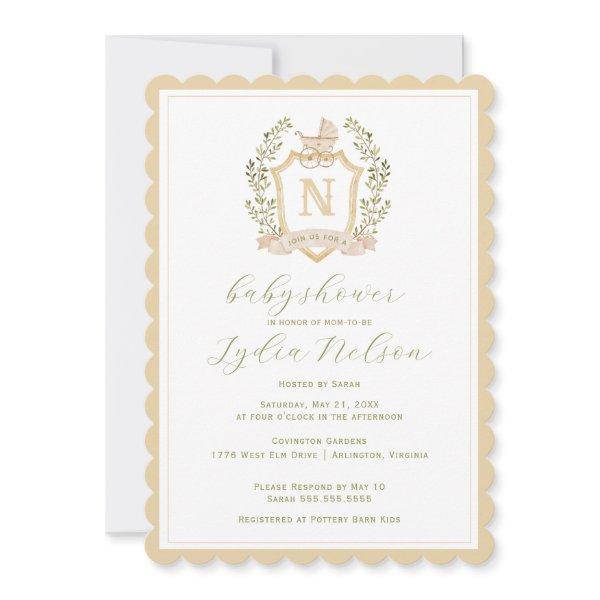 Baby Carriage Crest Monogram | Neutral