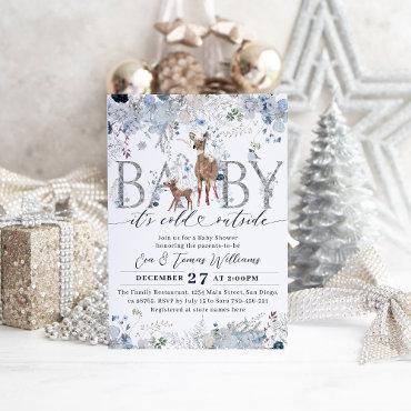 Baby cold outside Floral & Deer Baby Boy Shower