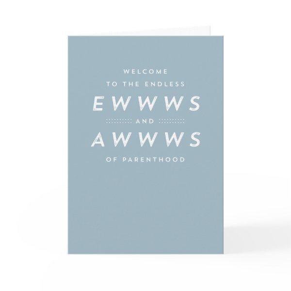 Baby congratulations funny blue greeting card
