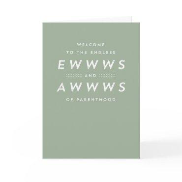 Baby congratulations funny cute sage green card