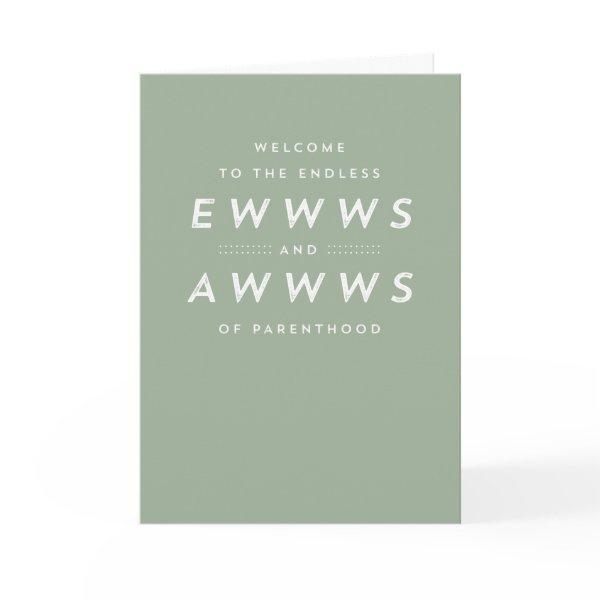 Baby congratulations funny cute sage green card