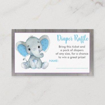 Baby Elephant diaper raffle ticket Blue Enclosure Card