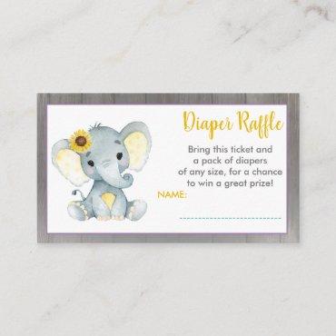 Baby Elephant diaper raffle ticket Yellow Enclosure Card