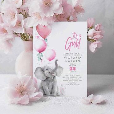 Baby Elephant Pink and Grey Cute Girl
