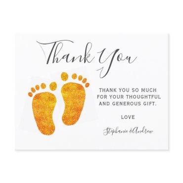 Baby Feet Gold Glitter Baby Shower Thank You    Postcard