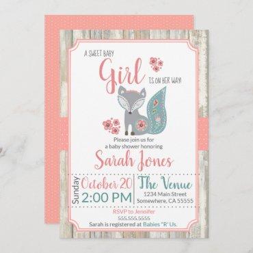Baby Fox Baby Shower Invitation - Girl