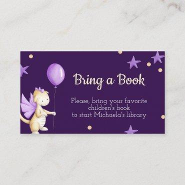 Baby Girl Dragon with Balloon Purple Bring a Book Enclosure Card