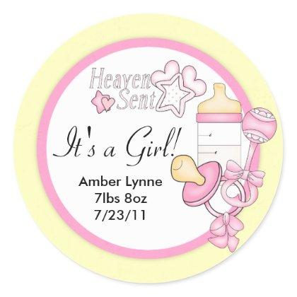 Baby Girl Heaven Sent Customizable Stickers