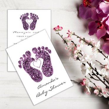 Baby Girl  Shower Feet White Minimalism Purple