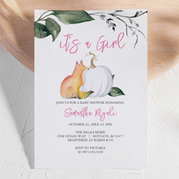 Baby Girl Shower  Pumpkin and Fox