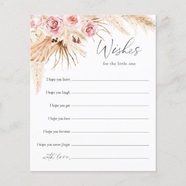 Baby Girl Shower wishes card, Boho Floral