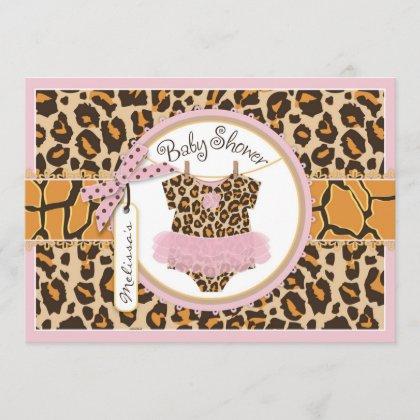 Baby Girl Tutu Cheetah Print Baby Shower Invitation