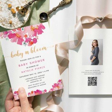 Baby in Bloom Baby Shower Floral QR Code Registry