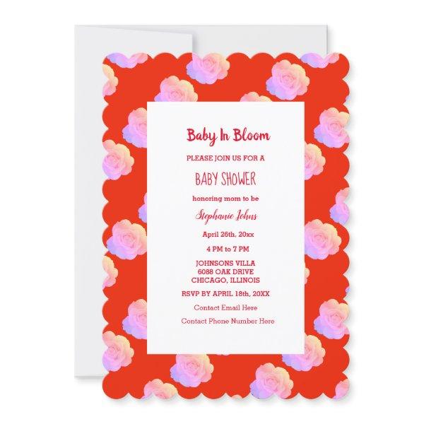 Baby In Bloom Baby Shower Red Pink Colorful Boho