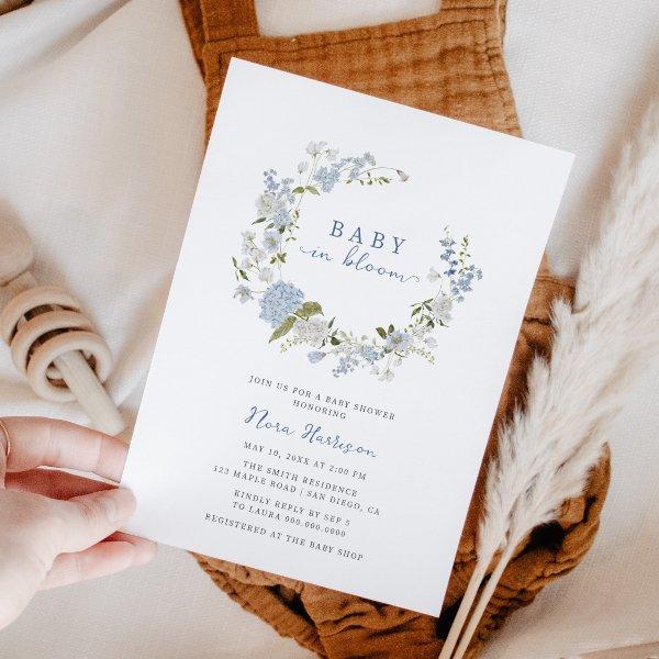 Baby in Bloom Blue Floral Wreath