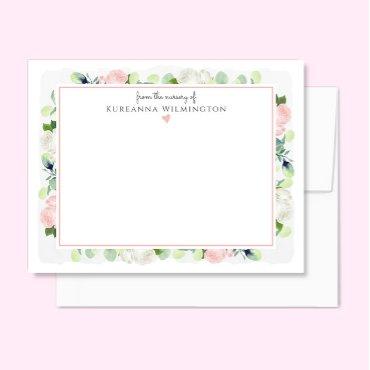 Baby in Bloom Blush Pink Roses New Baby Girl Thank You Card