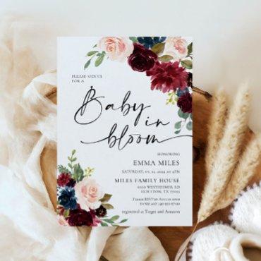Baby in Bloom Boho Burgundy Blush Baby Shower