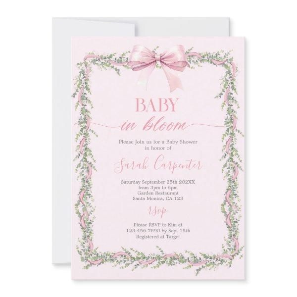 Baby in Bloom Bow Baby Shower Girl