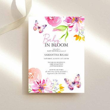 Baby In Bloom Butterfly Floral Watercolor Shower