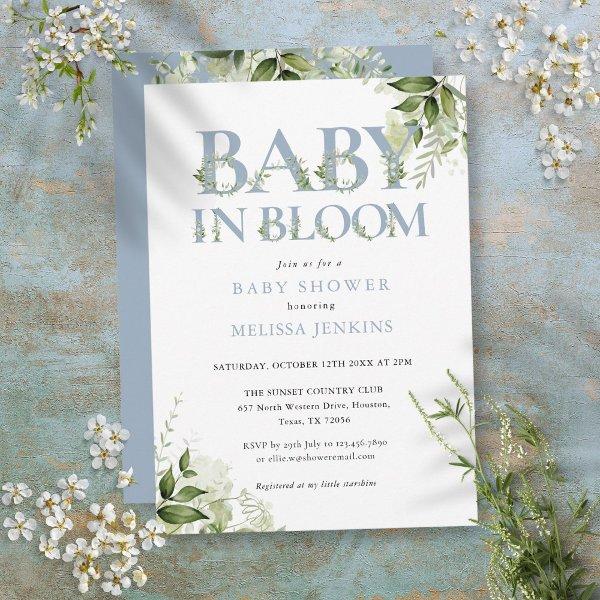 Baby In Bloom Dusty Blue Greenery
