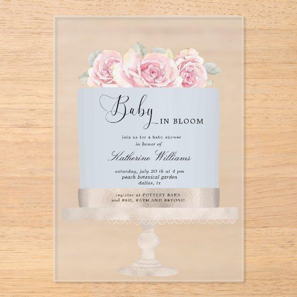 Baby in Bloom Floral Cake Baby Shower  Acrylic