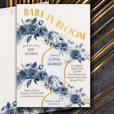 Baby in Bloom Gold Arch Blue Rose