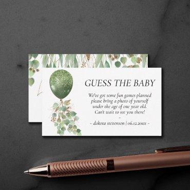 Baby in Bloom | Greenery Guess Photo Game Request Enclosure Card