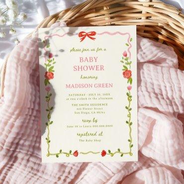 Baby In Bloom Hand Drawn Floral Bow