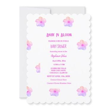 Baby In Bloom Pink Floral Petunia Baby Shower Girl
