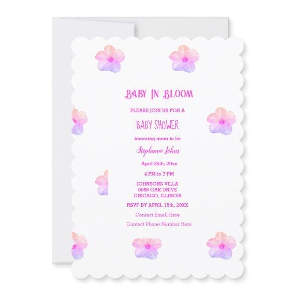 Baby In Bloom Pink Floral Petunia Baby Shower Girl