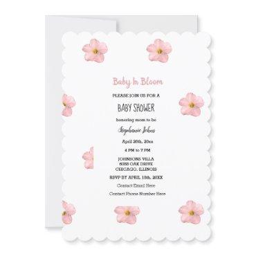 Baby In Bloom Pink Petunia Floral Baby Shower Girl