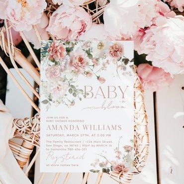 Baby in Bloom Pink Roses Floral Girl Baby Shower