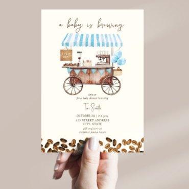Baby Is Brewing Blue Coffee Cart Boy
