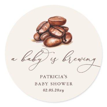Baby is Brewing Coffee Gender Neutral Baby Shower Classic Round Sticker