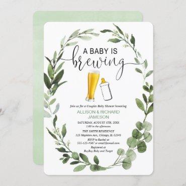 Baby is Brewing greenery couples