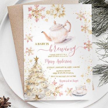 Baby Is Brewing Pink Winter Tea Party