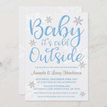 Baby It's Cold Outside Baby Shower Invite - Blue