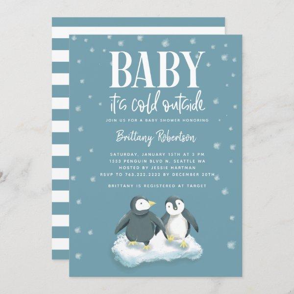 Baby Its Cold Outside Blue Penguins