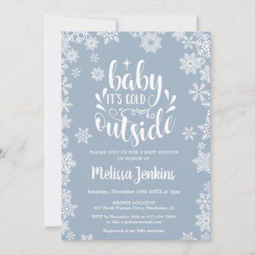 Baby It's Cold Outside Boy Winter Baby Shower Invitation