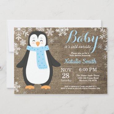 Baby its Cold Outside Burlap Penguin