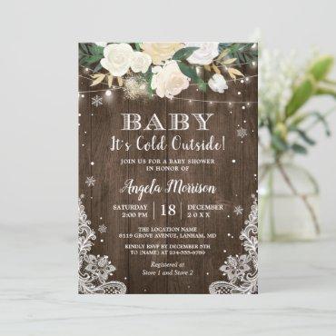 Baby Its Cold Outside Floral Rustic