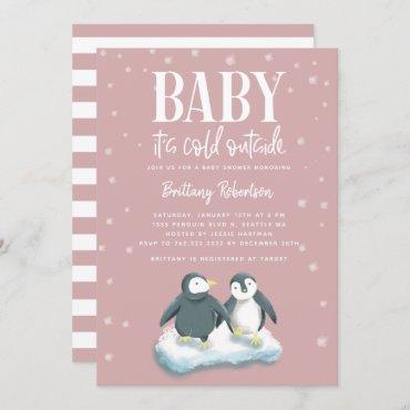 Baby Its Cold Outside Pink Penguins